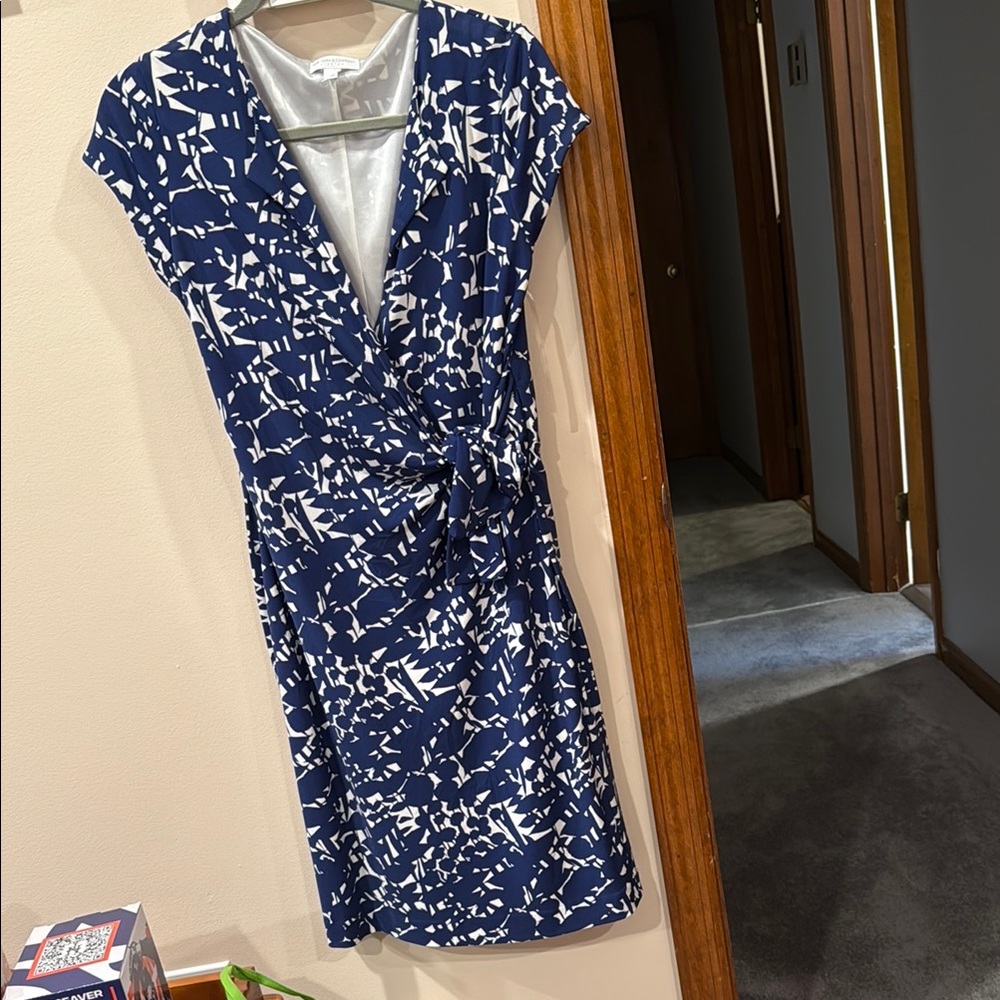 New York & Company Blue and White Sheath Midi Dress